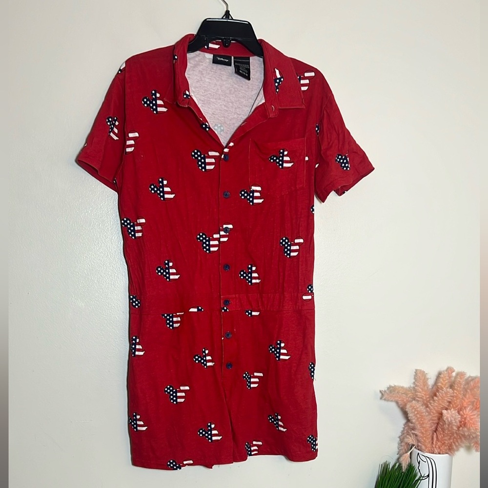 Disney Red White Blue Mickey Mouse Short Sleeve Romper